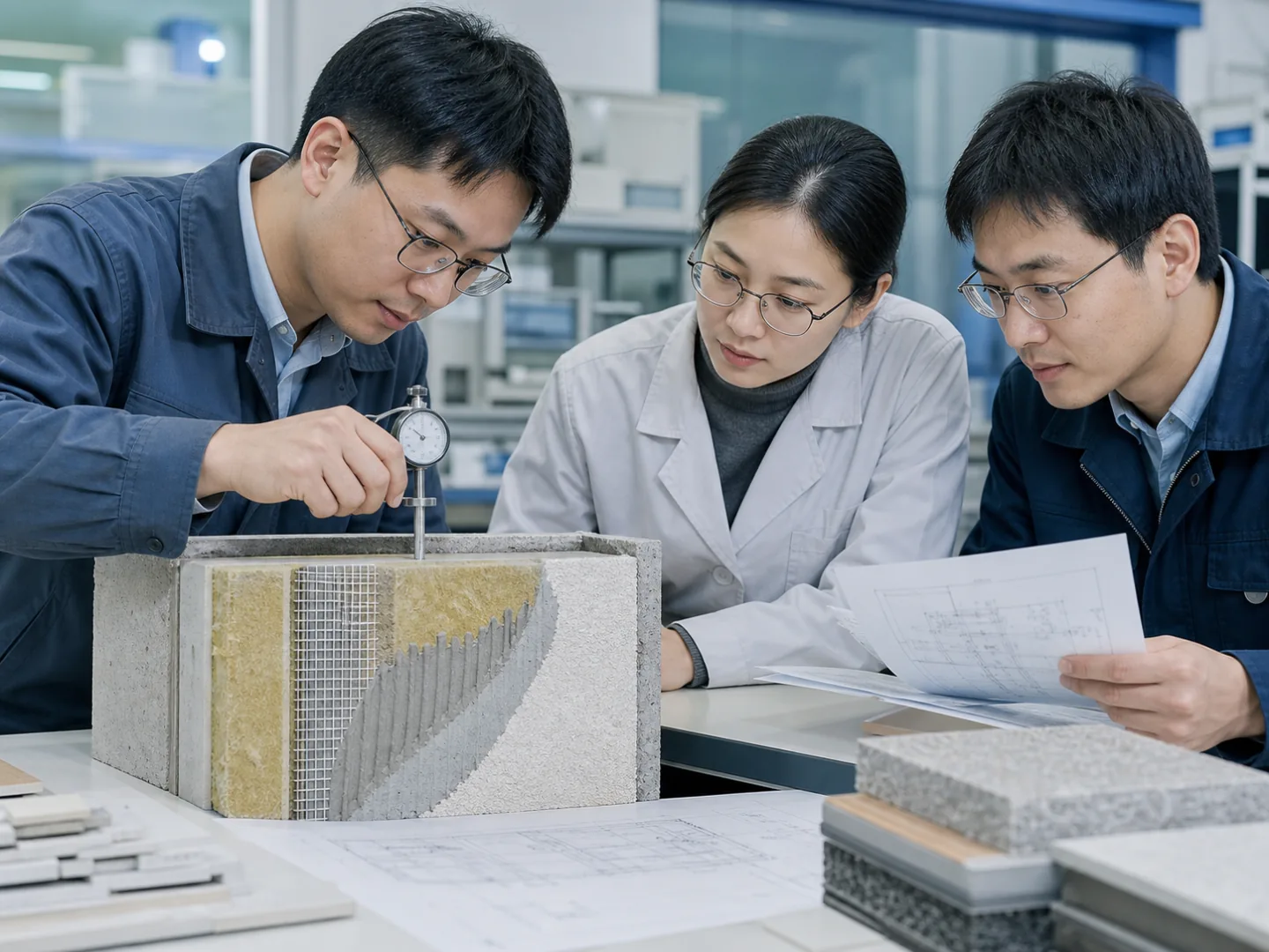 建筑外墙保温系统样件技术研讨场景